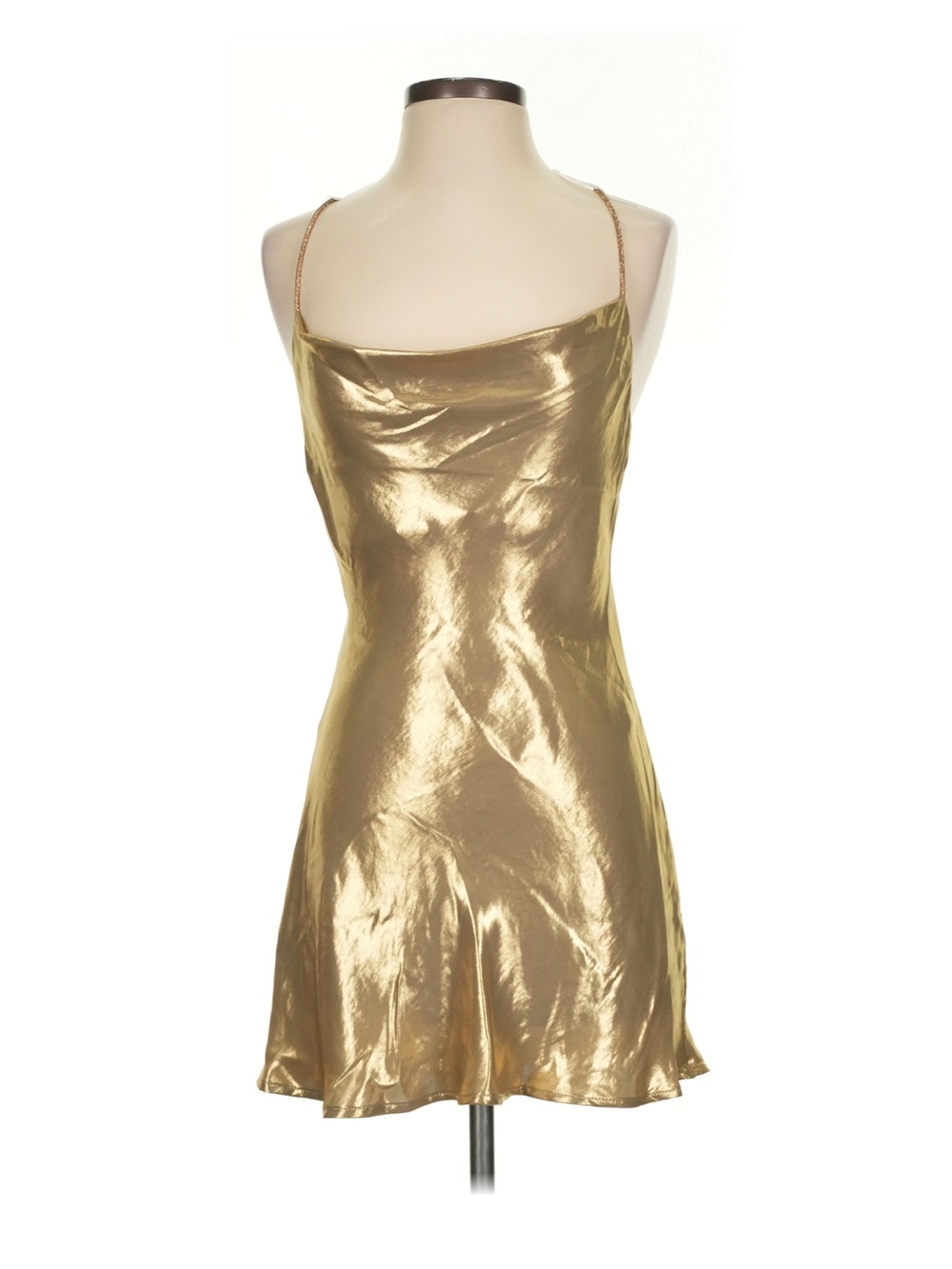 Zara Gold Satin Slip mini Dress